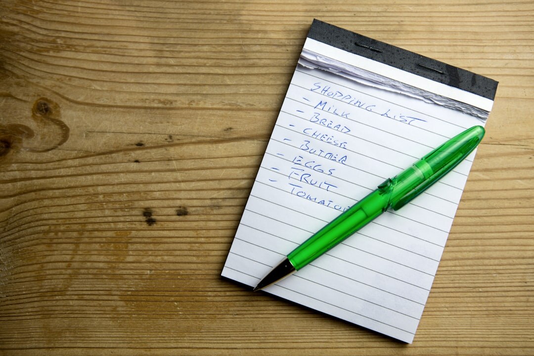 grocery shopping list on paper