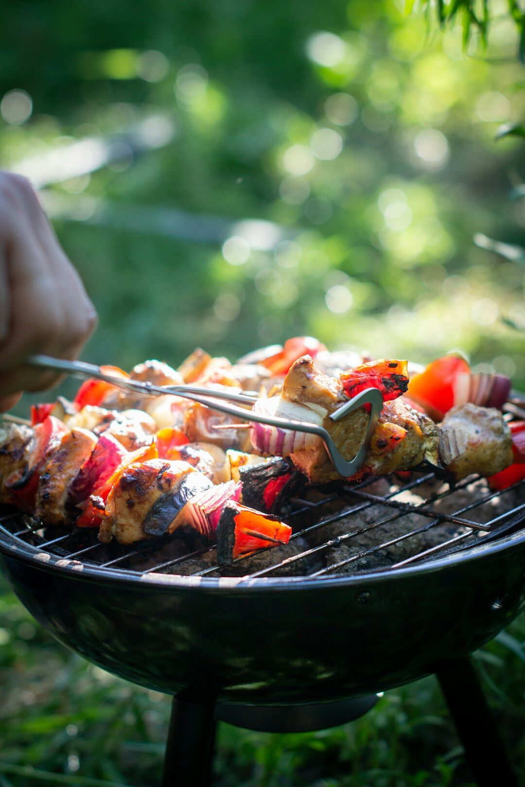 Summer grilling with vegetables in a Czech garden